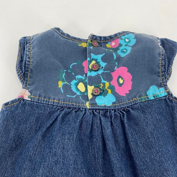 Girls Jean Dress with Flowers and Ruffles - Picture 5 of 5